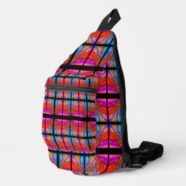 Boho stijl heet roze en zwart sling bag