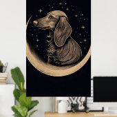 Boho-stijl minimalistische lijnkunst van een tecke poster (Thuiskantoor)