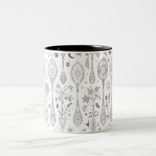 Boho-stijl Mok - zwart-wit ingewikkelde lepel (Center)