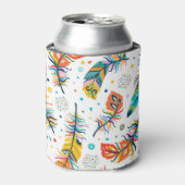 Boho-stijl, naadloos veerpatroon. blikjeskoeler (Blikje Voorkant)