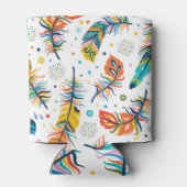 Boho-stijl, naadloos veerpatroon. blikjeskoeler (Achterkant)