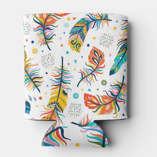 Boho-stijl, naadloos veerpatroon. blikjeskoeler (Achterkant)