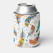 Boho-stijl, naadloos veerpatroon. blikjeskoeler (Blikje Achterkant)