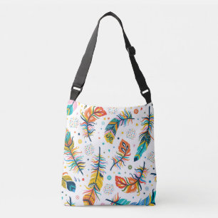 Boho-stijl, naadloos veerpatroon. crossbody tas