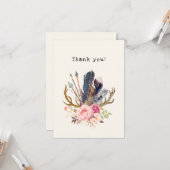 Boho stijl ontwerp aanpasbare Dank kaart (Voorkant / Achterkant in situ)