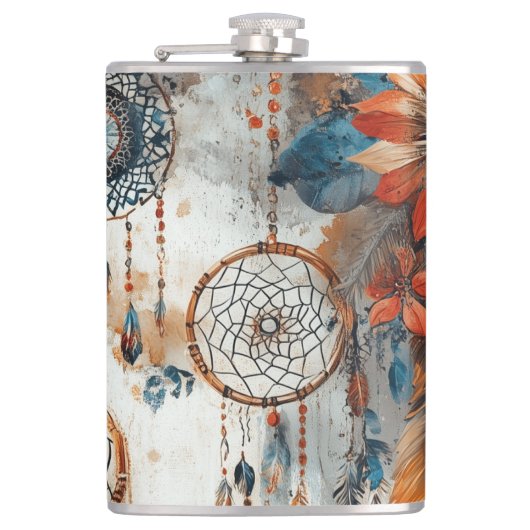 Boho stijl ontwerp met dromenvangers heupfles (Voorkant)