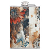 Boho stijl ontwerp met dromenvangers heupfles (Achterkant)