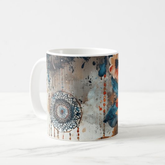 Boho stijl ontwerp met dromenvangers koffiemok (Voorkant links)