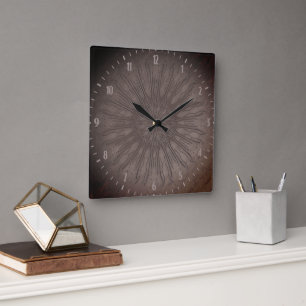 Boho stijl organische zonnestraal mandala aardse b vierkante klok