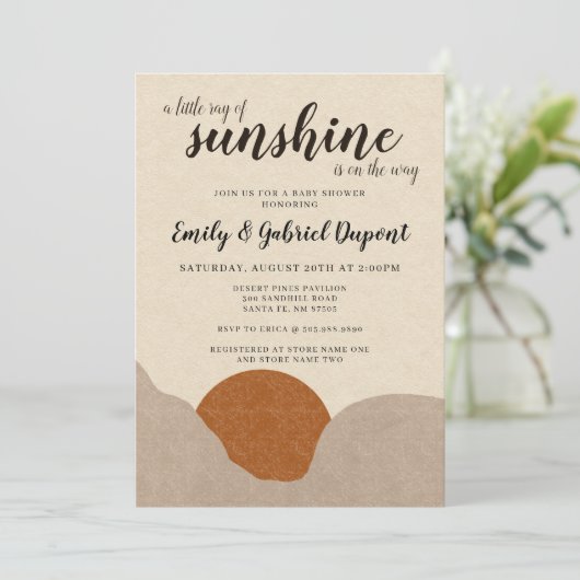 Boho stijl Ray of Sunshine Baby shower Invitation Kaart (Staand voorkant)