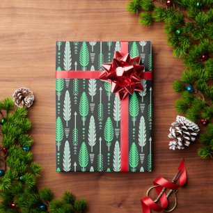 boho stijl retro etnisch veer groen patroon cadeaupapier