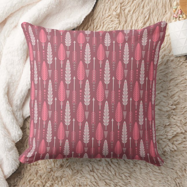 boho stijl retro etnisch veer roze patroon kussen (Deken)