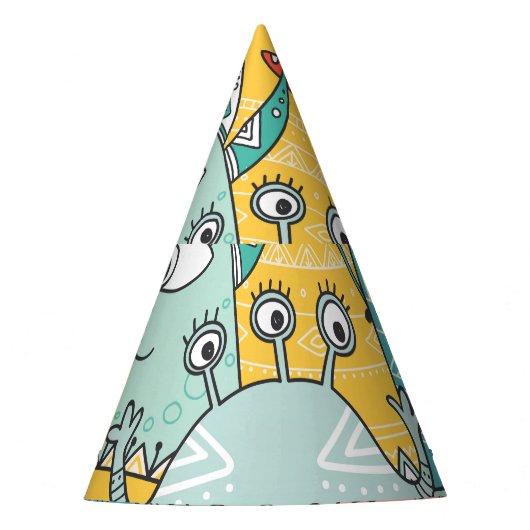 Boho stijl schattige monsters, naadloos. feesthoedjes (Voorkant)