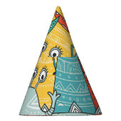 Boho stijl schattige monsters, naadloos. feesthoedjes (Rechts)