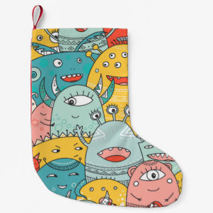 Boho stijl schattige monsters, naadloos. kleine kerstsok