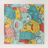 Boho stijl schattige monsters, naadloos. legpuzzel (Horizontaal)