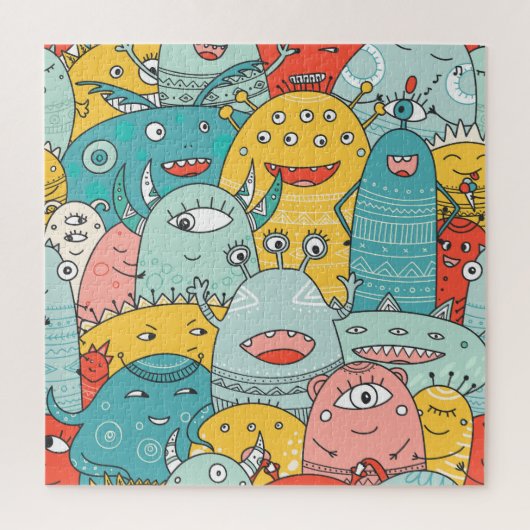 Boho stijl schattige monsters, naadloos. legpuzzel (Verticaal)