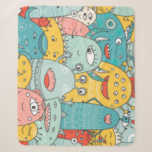 Boho stijl schattige monsters, naadloos. sherpa deken