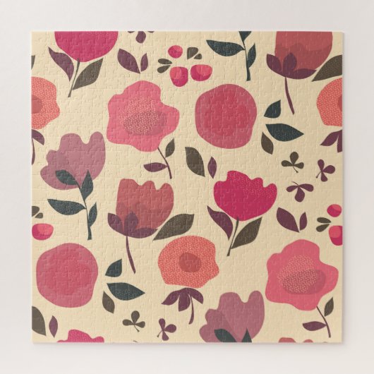 Boho stijl stof bloemmotief. legpuzzel (Verticaal)