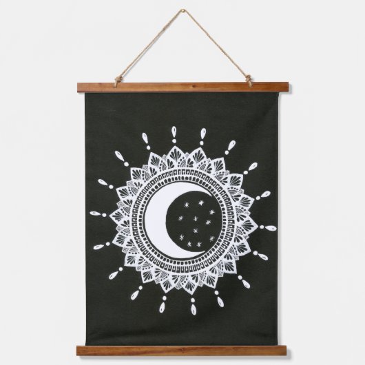 Boho stijl Sun & Moon mandala kunst Hangend Wandkleed (Voorkant)