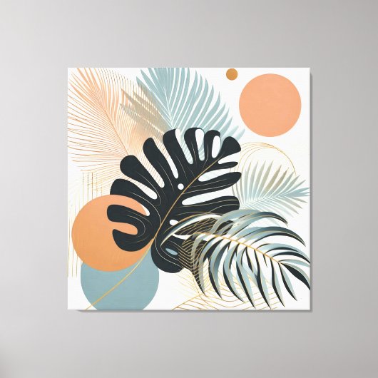 Boho stijl tropische blad schilderen kunst canvas afdruk (Voorkant)