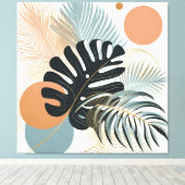 Boho stijl tropische blad schilderen kunst canvas afdruk (Insitu (Houten vloer))