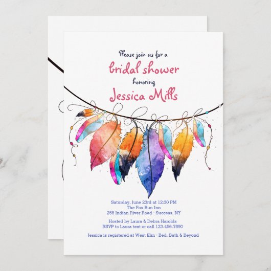 Boho stijl uitnodiging (Voorkant / Achterkant)