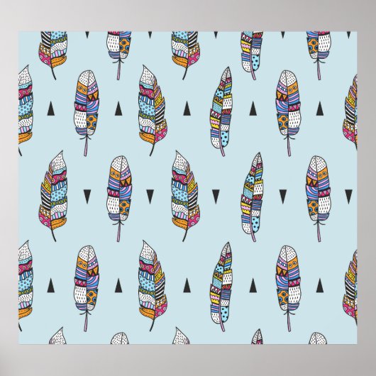 Boho stijl veer hand getekend poster (Voorkant)