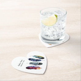 Boho stijl Waterverf veren bruiloft Kartonnen Onderzetters