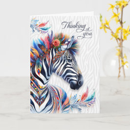 Boho stijl zebra veren denk aan jou blanco kaart