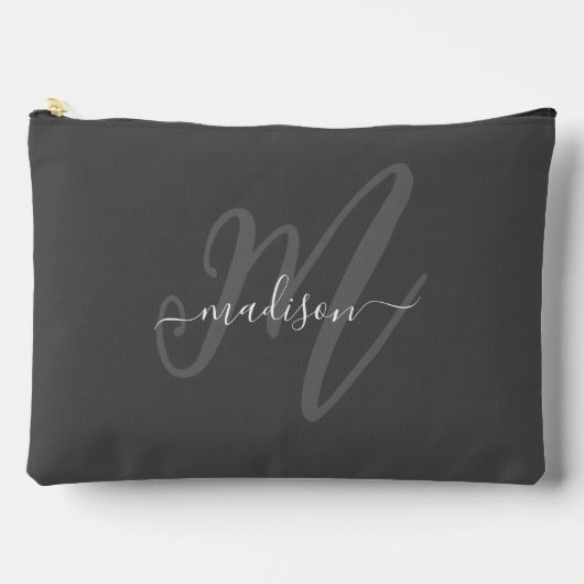Boho Stijlvol Grijs Monogram en Naam Etui (Voorkant)