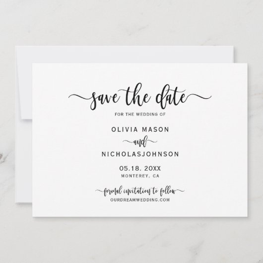 Boho Stijlvol Handgeschreven Script Een foto bruil Save The Date (Achterkant)