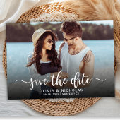 Boho Stijlvol Handgeschreven Script Een foto bruil Save The Date