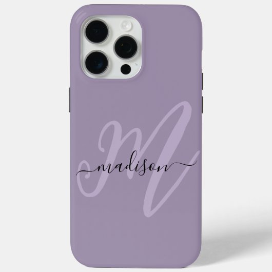 Boho Stijlvol Lavendel Script Monogram en Naam Case-Mate iPhone Case (Achterkant)