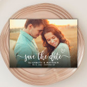 Boho Stijlvolle Heart Script Een foto bruiloft Save The Date