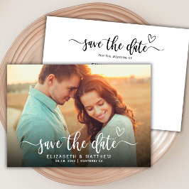 Boho Stijlvolle Heart Script Een foto bruiloft Save The Date