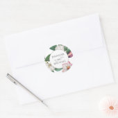 Boho Stijlvolle Magnolia Bloemen Bruid en Bruidego Ronde Sticker (Envelop)