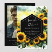 Boho Stijlvolle Zonnebloem bruiloft Save The Date (Voorkant / Achterkant)