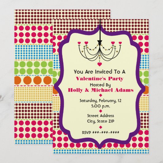 Boho Stippen Funky Chandelier Valentijnse Partij Kaart (Voorkant / Achterkant)