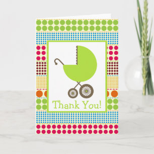 Boho Stippen & Green Carriage Baby shower Hartelij Bedankkaart