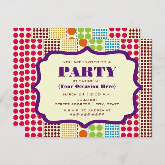 Boho Stippen Party Invitation Kaart (Voorkant / Achterkant)