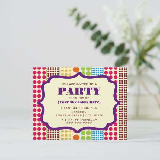 Boho Stippen Party Invitation Kaart (Staand voorkant)