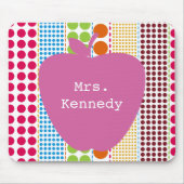 Boho Stippen Roze Apple-leraar Muismat (Voorkant)