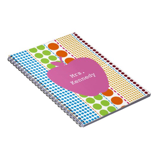 Boho Stippen Roze Apple-leraar Notitieboek (Rechterzijde)