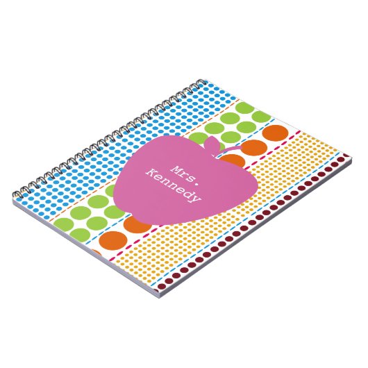 Boho Stippen Roze Apple-leraar Notitieboek (Linkerzijde)