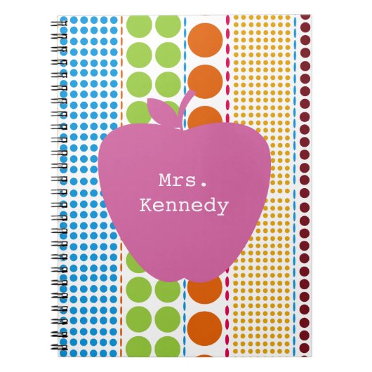 Boho Stippen Roze Apple-leraar Notitieboek (Voorkant)