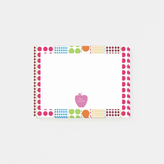 Boho Stippen Roze Apple-leraar Post-it® Notes (Voorkant)