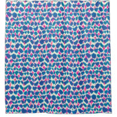 Boho Stippen Roze en Blauw Patroon Douchegordijn (Voorkant)