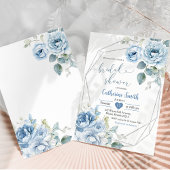 Boho Stof Blauw Bloemen Geometrische Bruiloft Borr Kaart