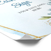 Boho Stof Blauw Eucalyptus Goud Glitter Aangepast Poster (Hoek)